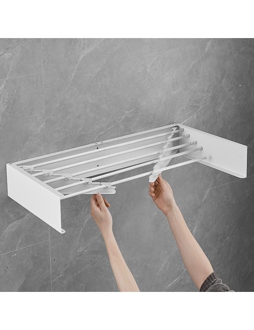 FDR-002 FOLDABLE WALL MOUNTED CLOTHES DRYING RACK 80 X 10.5 X 40CM WHITE
