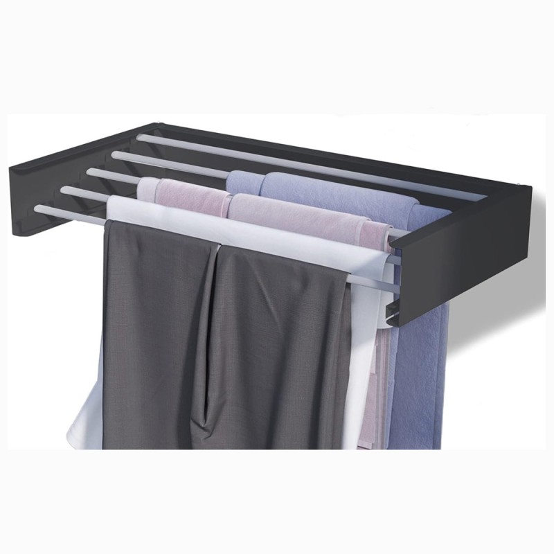 FDR-003 FOLDABLE WALL MOUNTED CLOTHES DRYING RACK 100 X 10.5 X 50CM BLACK