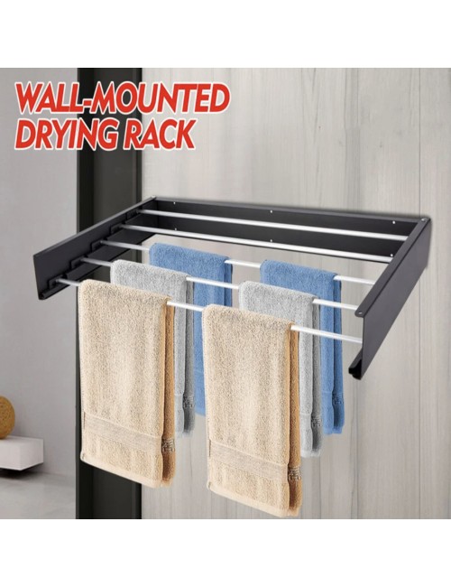 FDR-003 FOLDABLE WALL MOUNTED CLOTHES DRYING RACK 100 X 10.5 X 50CM BLACK