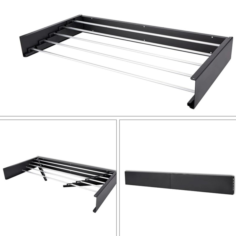 FDR-003 FOLDABLE WALL MOUNTED CLOTHES DRYING RACK 100 X 10.5 X 50CM BLACK