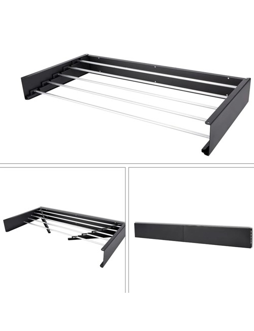 FDR-003 FOLDABLE WALL MOUNTED CLOTHES DRYING RACK 100 X 10.5 X 50CM BLACK
