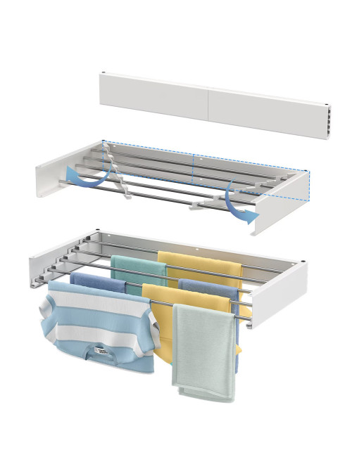 FDR-004 FOLDABLE WALL MOUNTED CLOTHES DRYING RACK 100 X 10.5 X 50CM WHITE