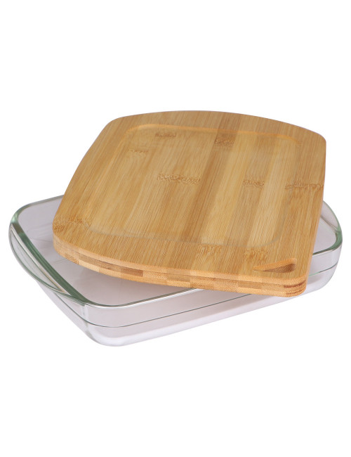 Oven Trays With Bamboo Lid - Medium -1600 Ml