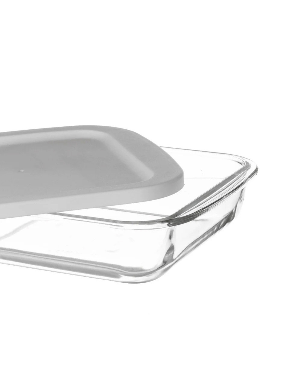 صينية فرن زجاج مستطيل مع غطاء بلاستيك - كبير