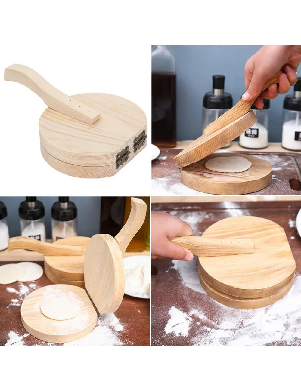 Bamboo Round Dough Pressing Tool - Large