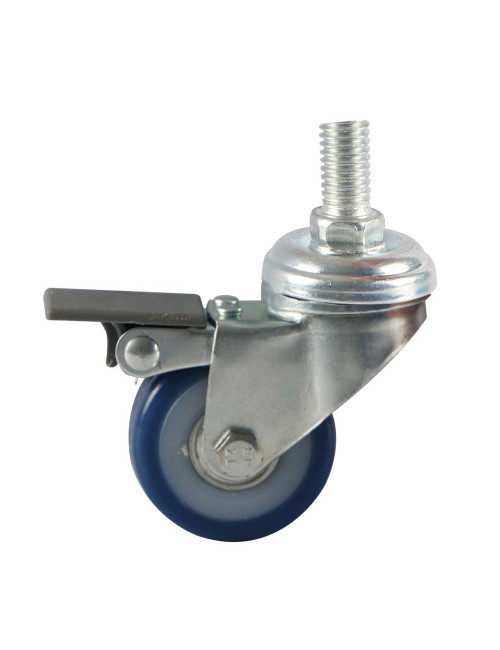 063050 CASTER WHEEL BLUE SWIVEL W/ SCREW & BRAKE 2"