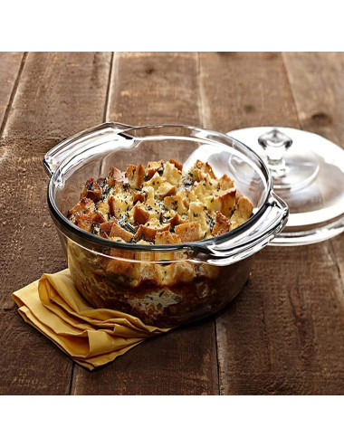 كسرولة زجاج مدور كبير