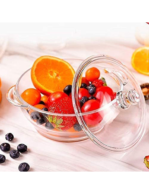 كسرولة زجاج مدور كبير