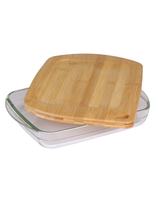 Oven Trays With Bamboo Lid - Large -2000 Ml