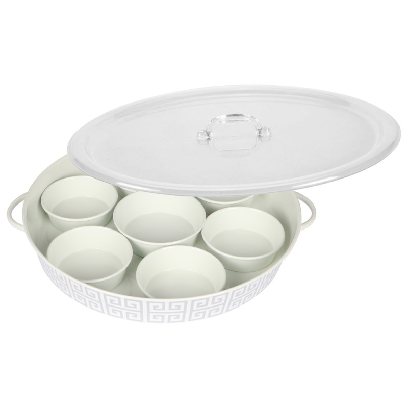 Round Enamel Breakfast Tray 40Cm - Assorted Colours