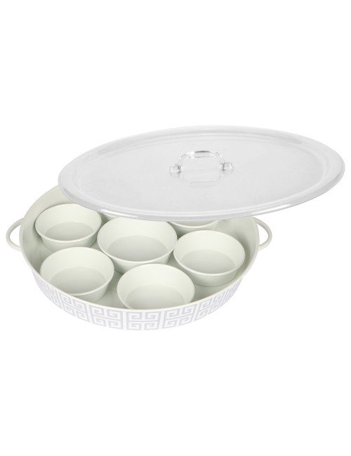 Round Enamel Breakfast Tray 40Cm - Assorted Colours