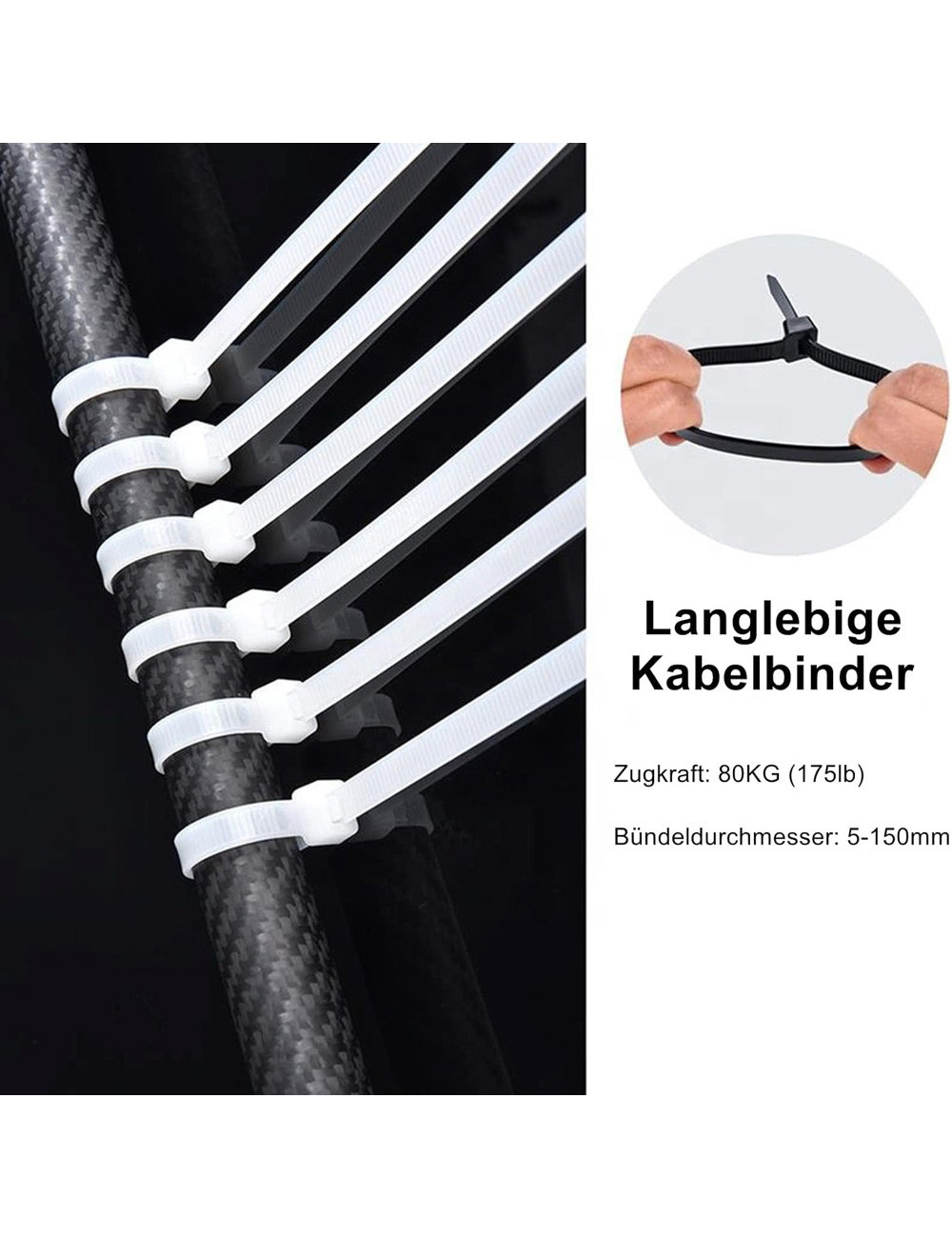 JAS NYLON CABLE TIE WHITE 8.8 X 500 MM 50PCS