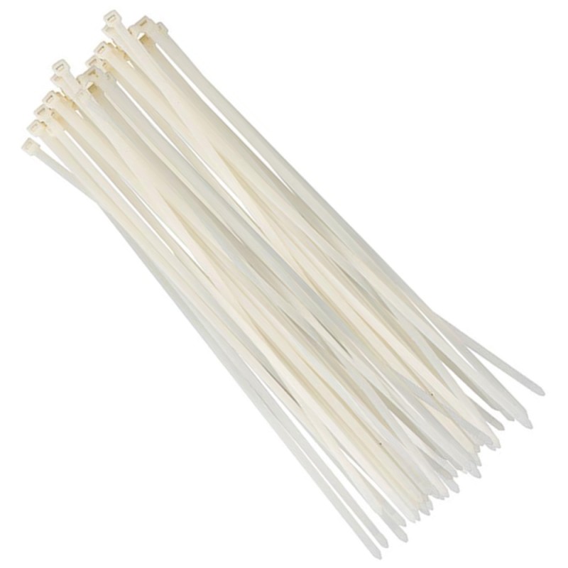 JAS NYLON CABLE TIE WHITE 2.5 X 200 MM 50PCS