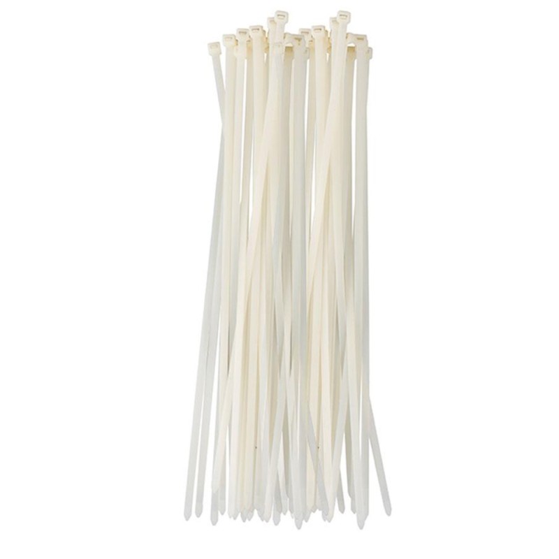 JAS NYLON CABLE TIE WHITE 2.5 X 200 MM 50PCS