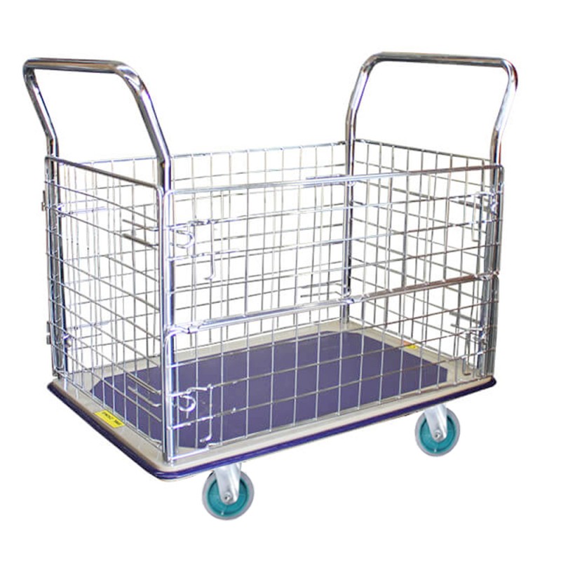 MM307 PLATFORM TROLLEY DOUBLE WITH FOUR SIDE NETTING 300 KG