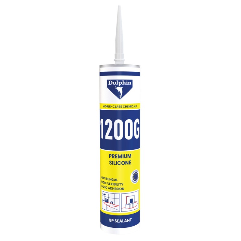DOLPHIN 1200GP Acetoxy Silicone Sealant White 280G, 1x24