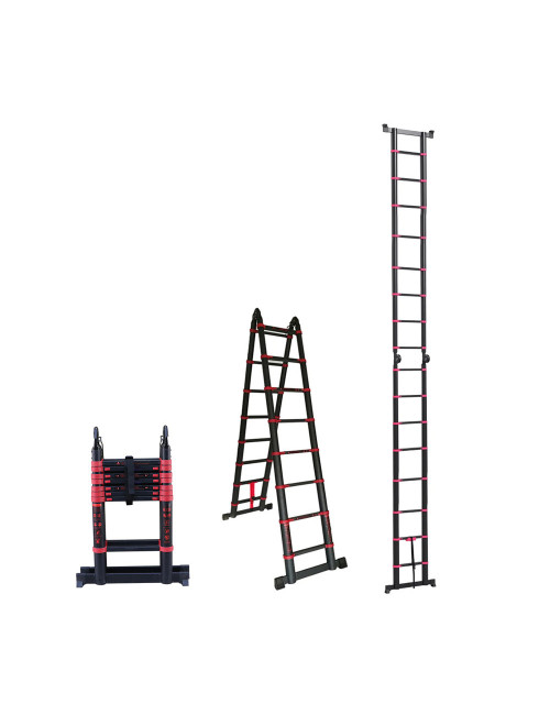 ALUMINIUM TELESCOPIC EXTENSION LADDER 8+8 2.5 -5 MTR