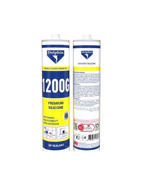 DOLPHIN 1200GP Acetoxy Silicone Sealant Black 280G, 1x24