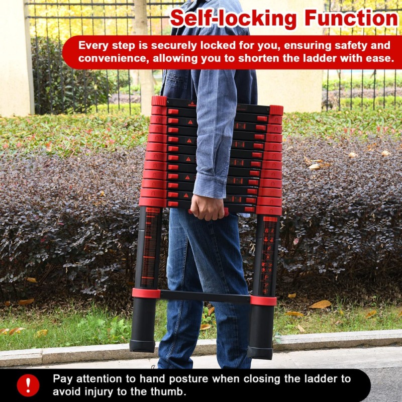 YL-308F ALUMINIUM TELESCOPIC EXTENSION LADDER 3.8 MTR