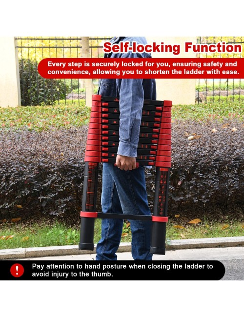 YL-308F ALUMINIUM TELESCOPIC EXTENSION LADDER 3.8 MTR