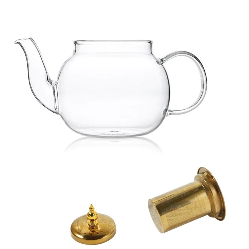Glass Teapot-1000Ml - Golden