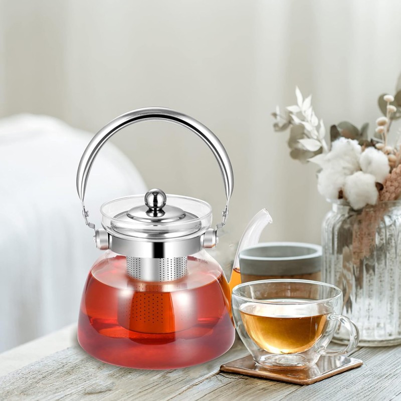 Glass Teapot-800Ml - Steel Handle