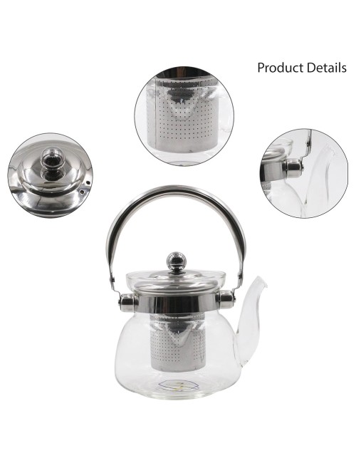 Glass Teapot-800Ml - Steel Handle