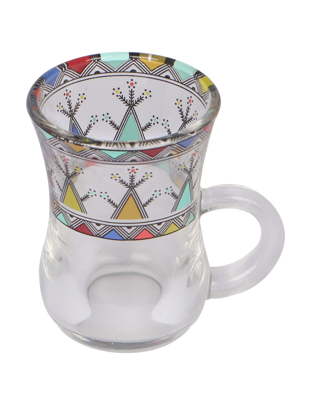 Tea Set -12 Pcs (6 Glass Cups + 6 Ceramic Saucers)