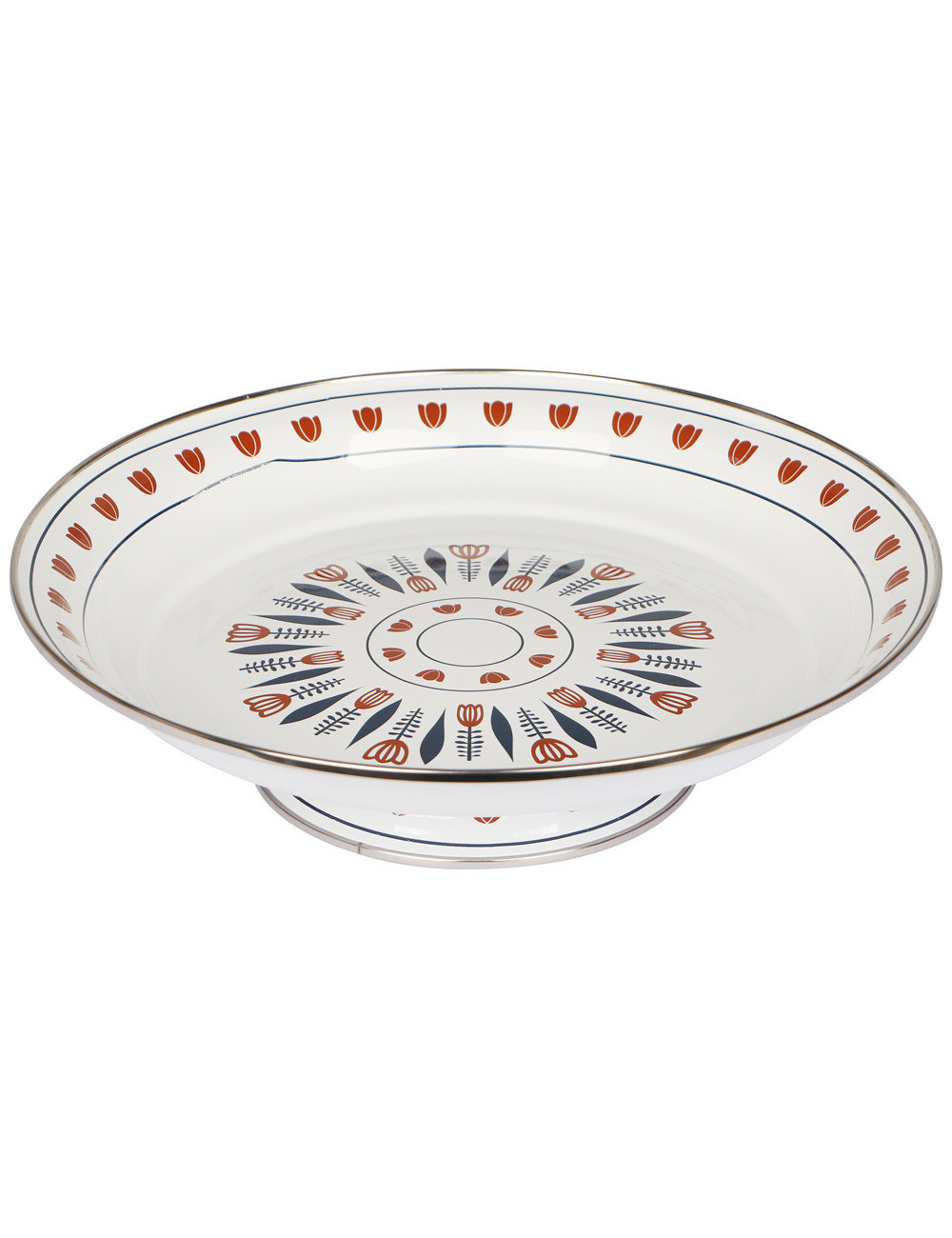 Enamel Serving Tray With Base 30Cm