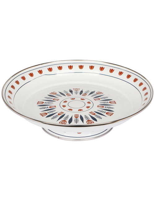 Enamel Serving Tray With Base 30Cm