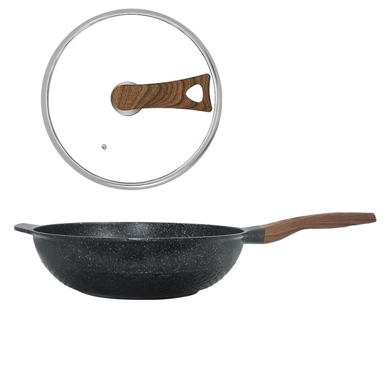 LARGE FRYING PAN WITH BLACK LID