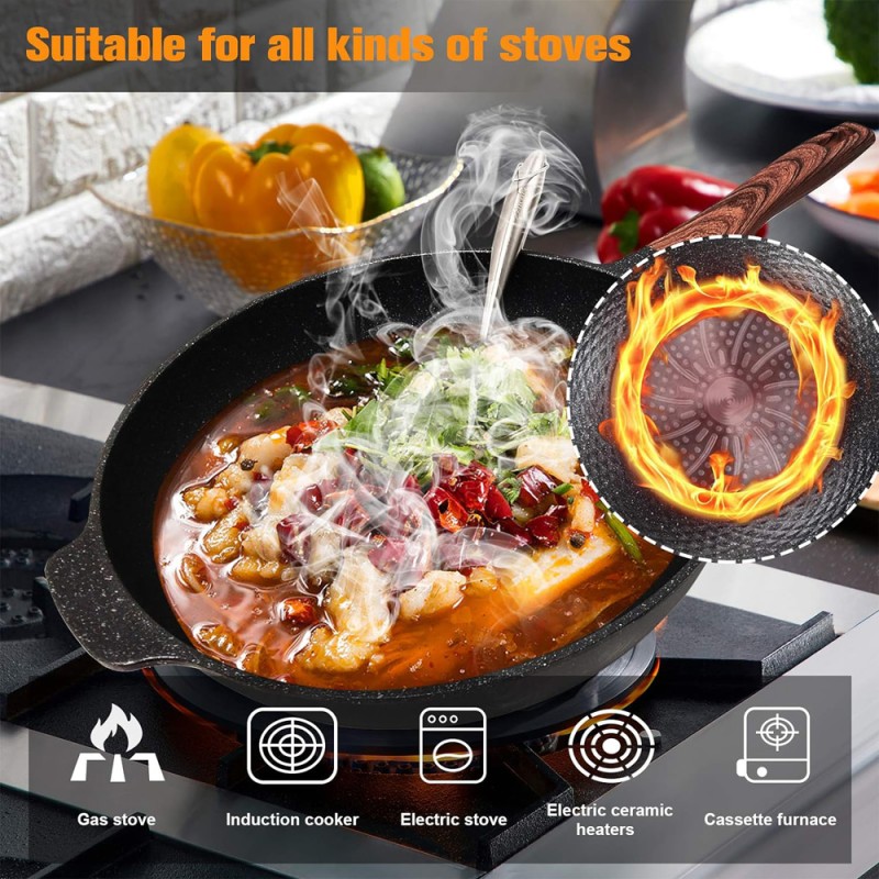 LARGE FRYING PAN WITH BLACK LID