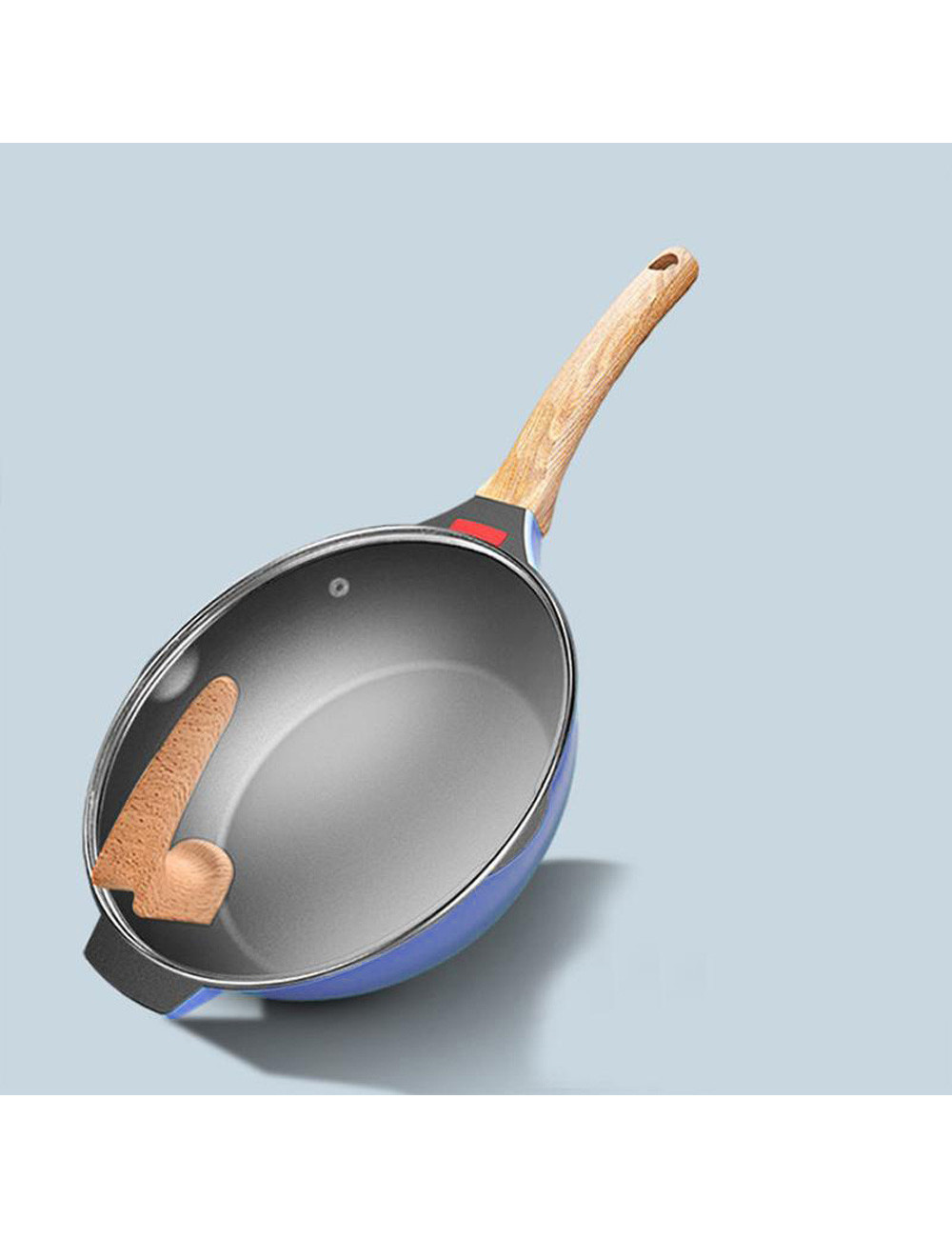 LARGE FRYING PAN WITH BLUE LID