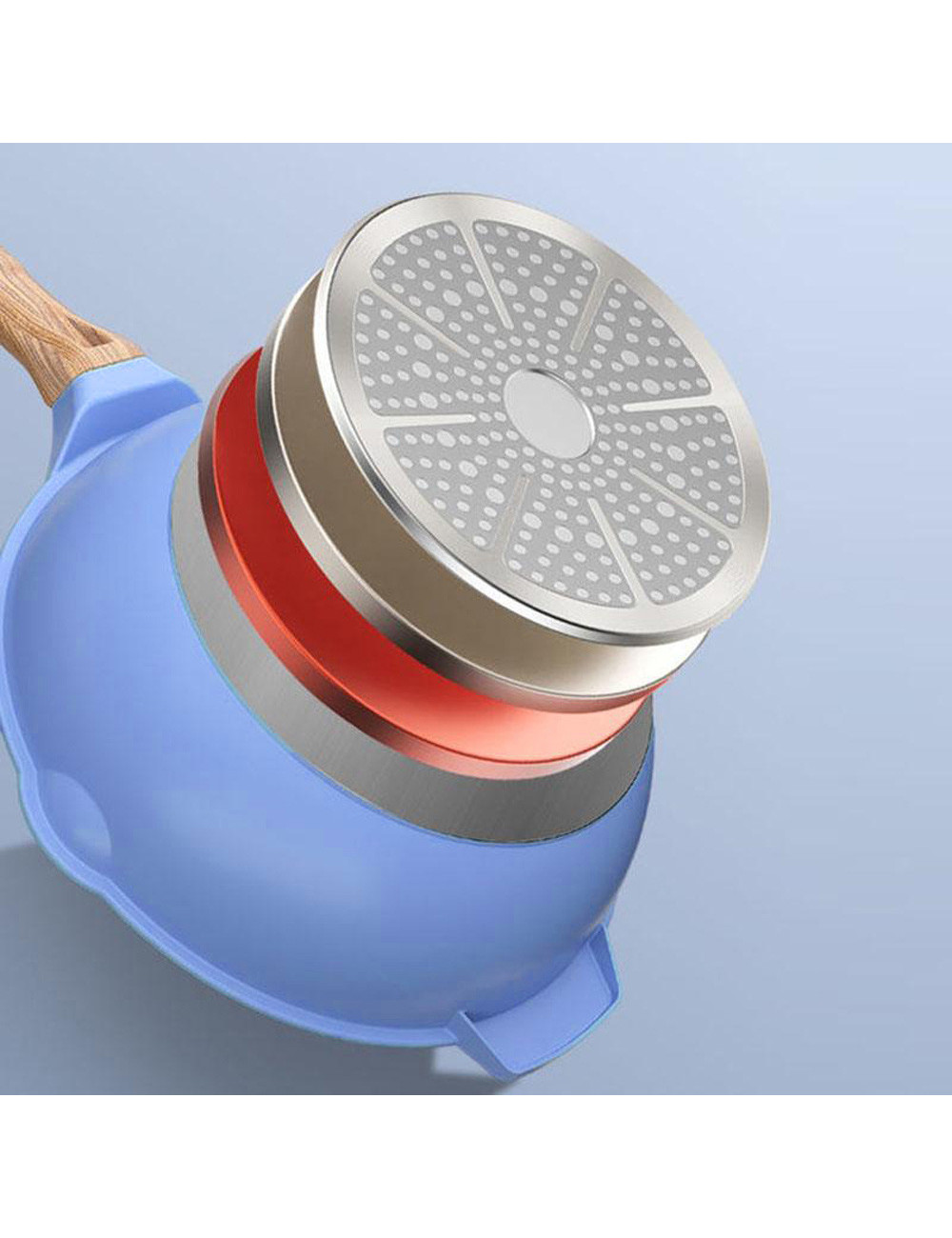 LARGE FRYING PAN WITH BLUE LID
