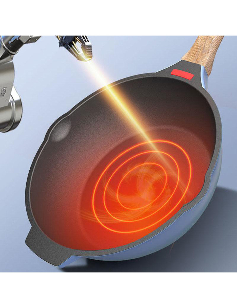LARGE FRYING PAN WITH BLUE LID