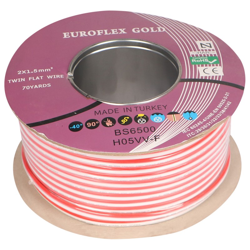 SPEAKER WIRE BLACK AND RED 90MTR