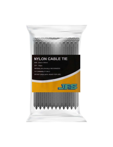 JAS NYLON CABLE TIE BLACK 2.5 X 80 50PCS