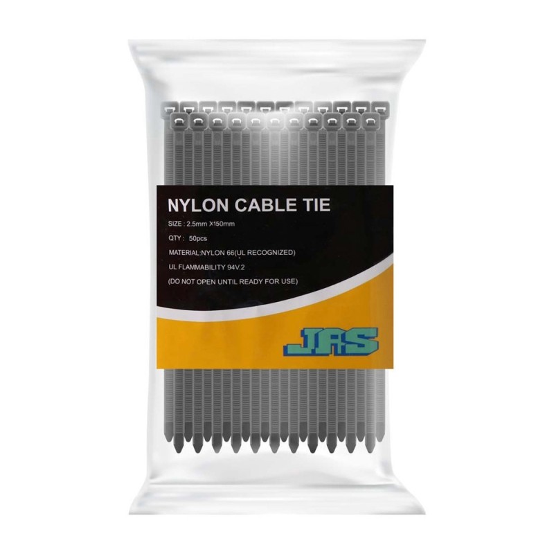 كيبل تايد اسود 2.5 × 150 باكت 50 حبة JAS