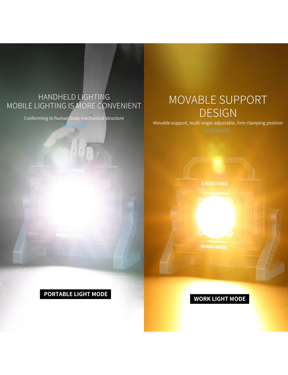 COB W8103A كشاف باتري ابيض +اصفر