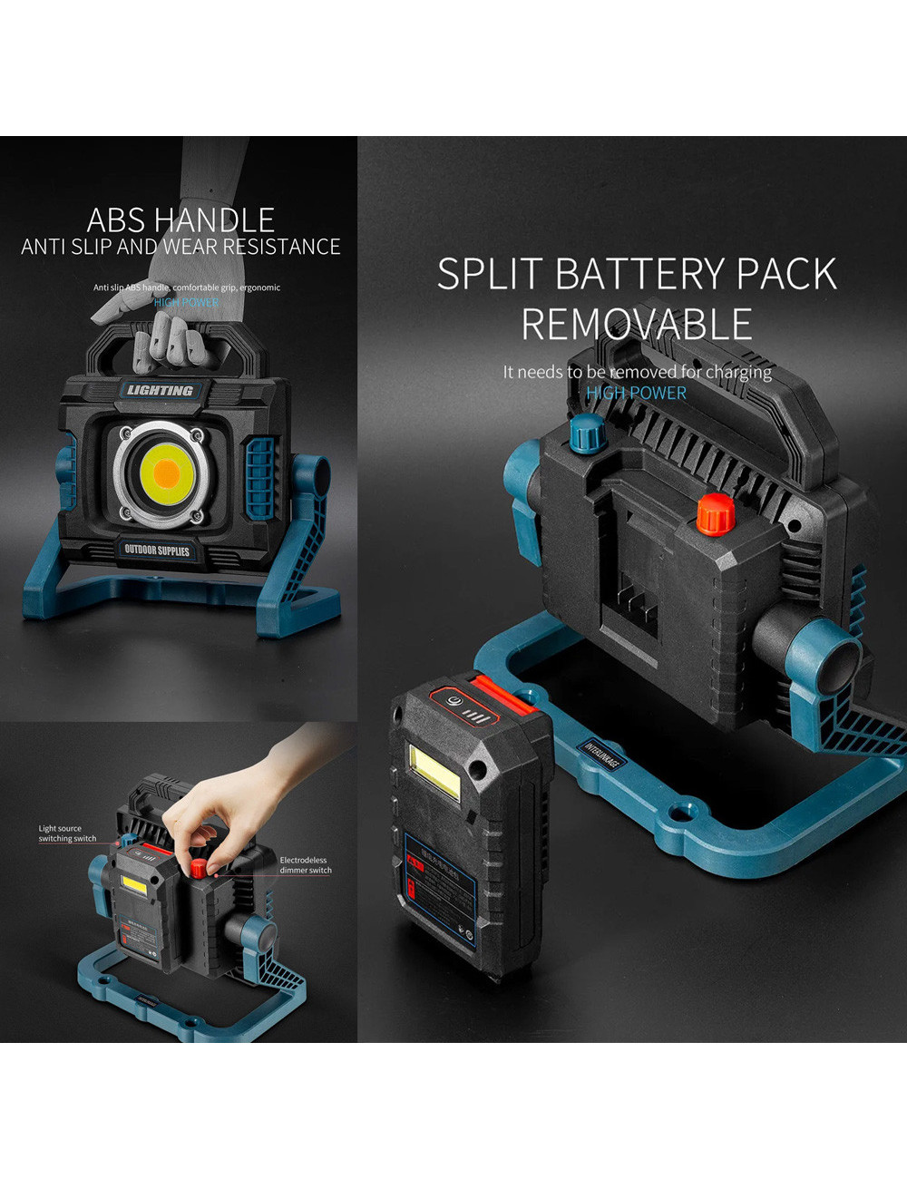 COB W8103A كشاف باتري ابيض +اصفر