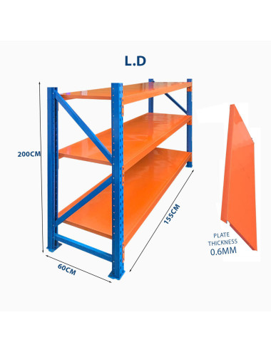 LONG SPAN SHELVING 155 X 60 X 200CM 3LEVEL L.D 0.6MM