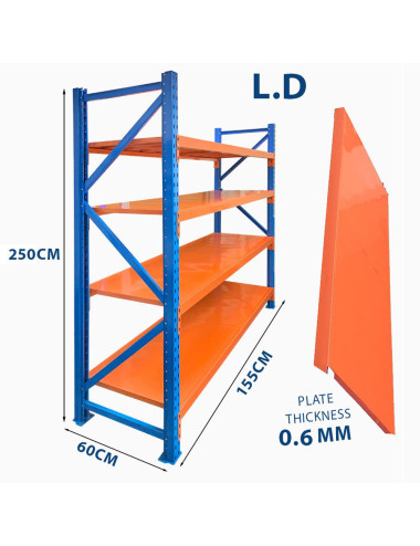 LONG SPAN SHELVING 155 X 60 X 250CM 4LEVEL L.D 0.6MM