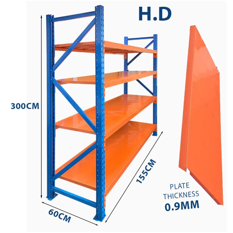 LONG SPAN SHELVING 155 X 60 X 300CM 4LEVEL H.D 0.9MM