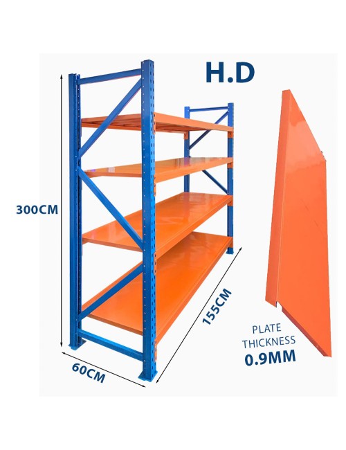 LONG SPAN SHELVING 155 X 60 X 300CM 4LEVEL H.D 0.9MM