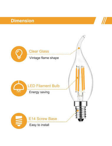 LED 4w 27k E14 Full glass pull candle