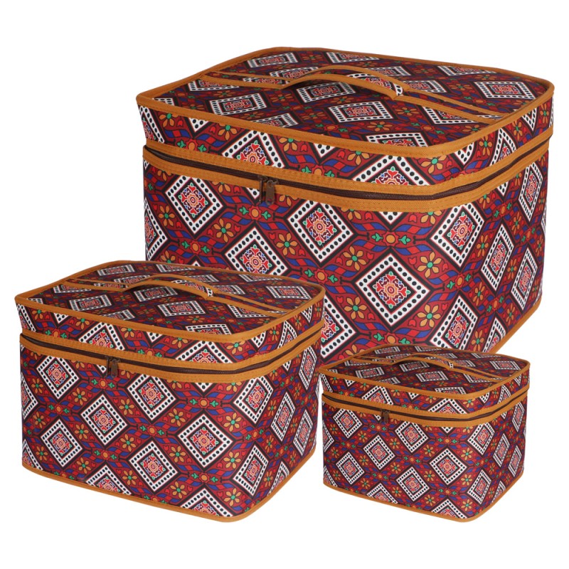 CLOTH SHOPPING BAG WITH ZIP RECTANGULAR 3 PCS/SET