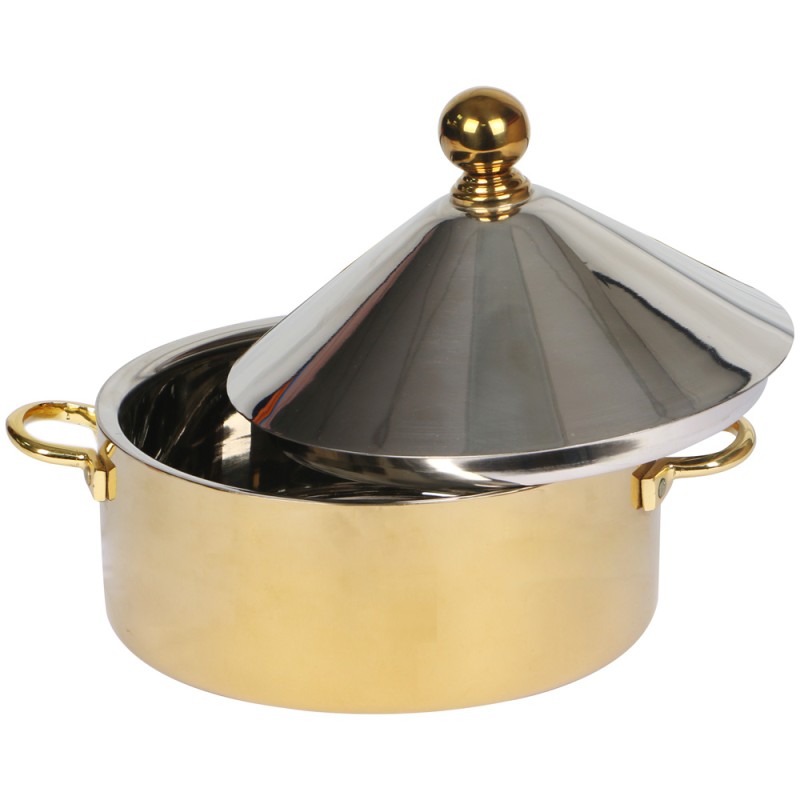 CONE DESING SS HOTPOT 24CM 3LTR SILVER-GOLD