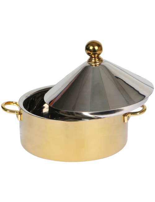 CONE DESING SS HOTPOT 24CM 3LTR SILVER-GOLD
