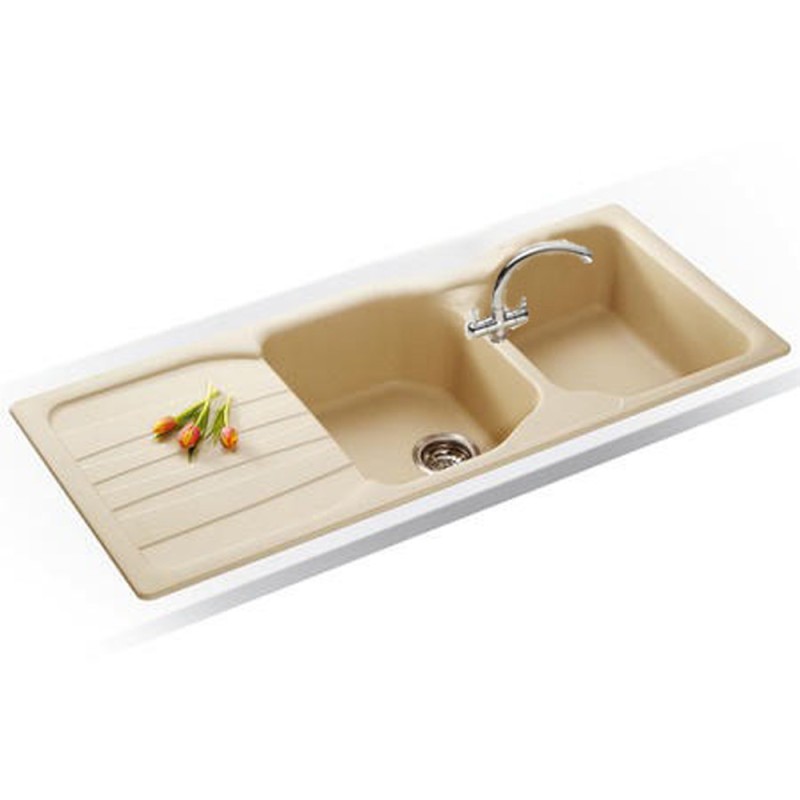 KICHETEN SINK WITH 2 SINK AND SHELF 110 CM x 50 CM