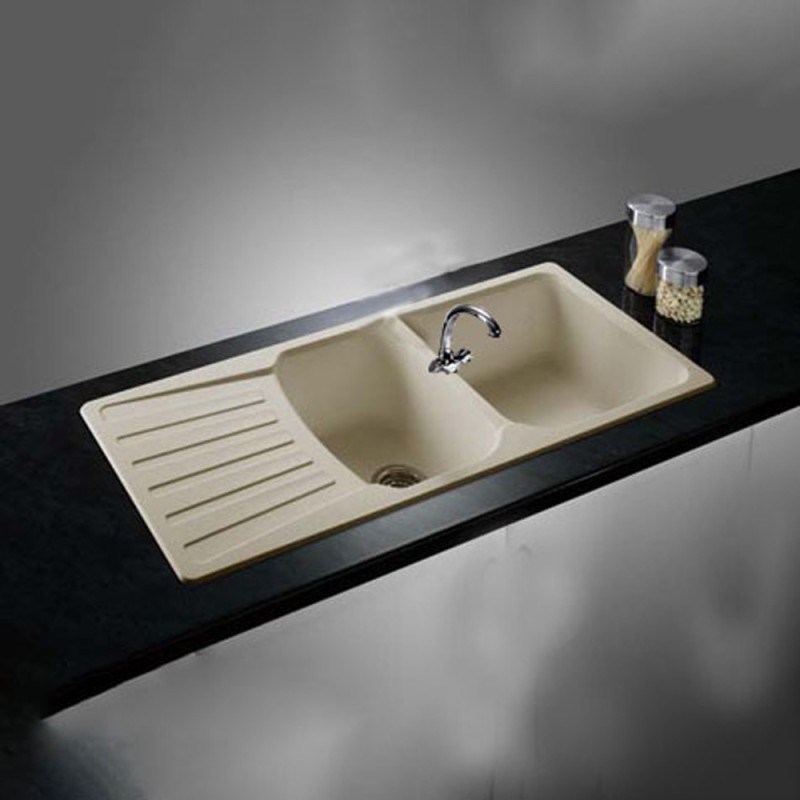 KICHETEN SINK WITH 2 SINK AND SHELF 110 CM x 50 CM